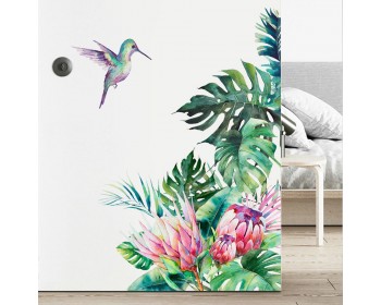 Beach Palm Leaves Wall Sticker Green Plant Flower Bird Modern Art Stickers Beach Palm Leaves Wall Sticker Green Plant Flower Bird Modern Art Stickers